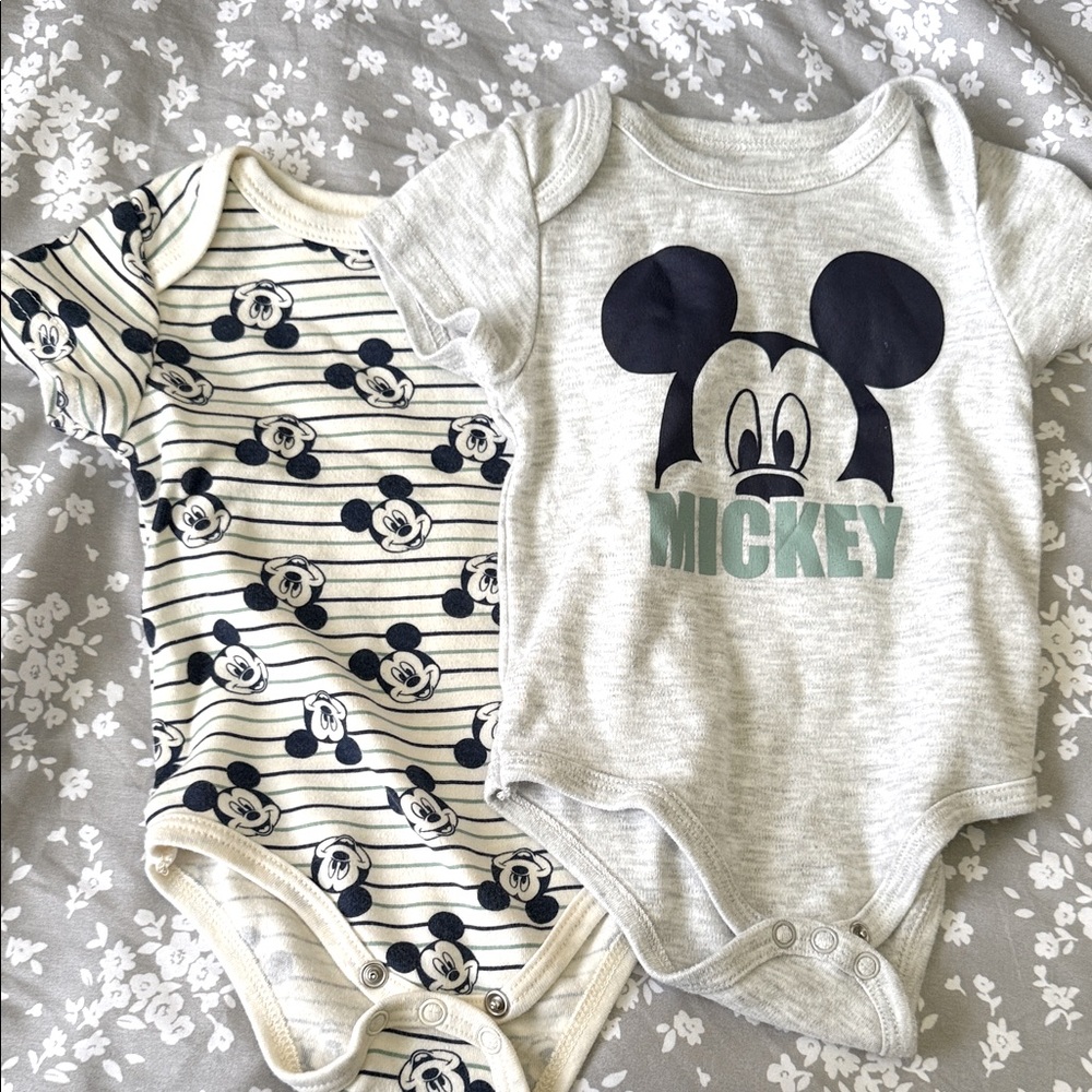 Disney Mickey Mouse Baby Bodysuit Duo - Gray and Cream
